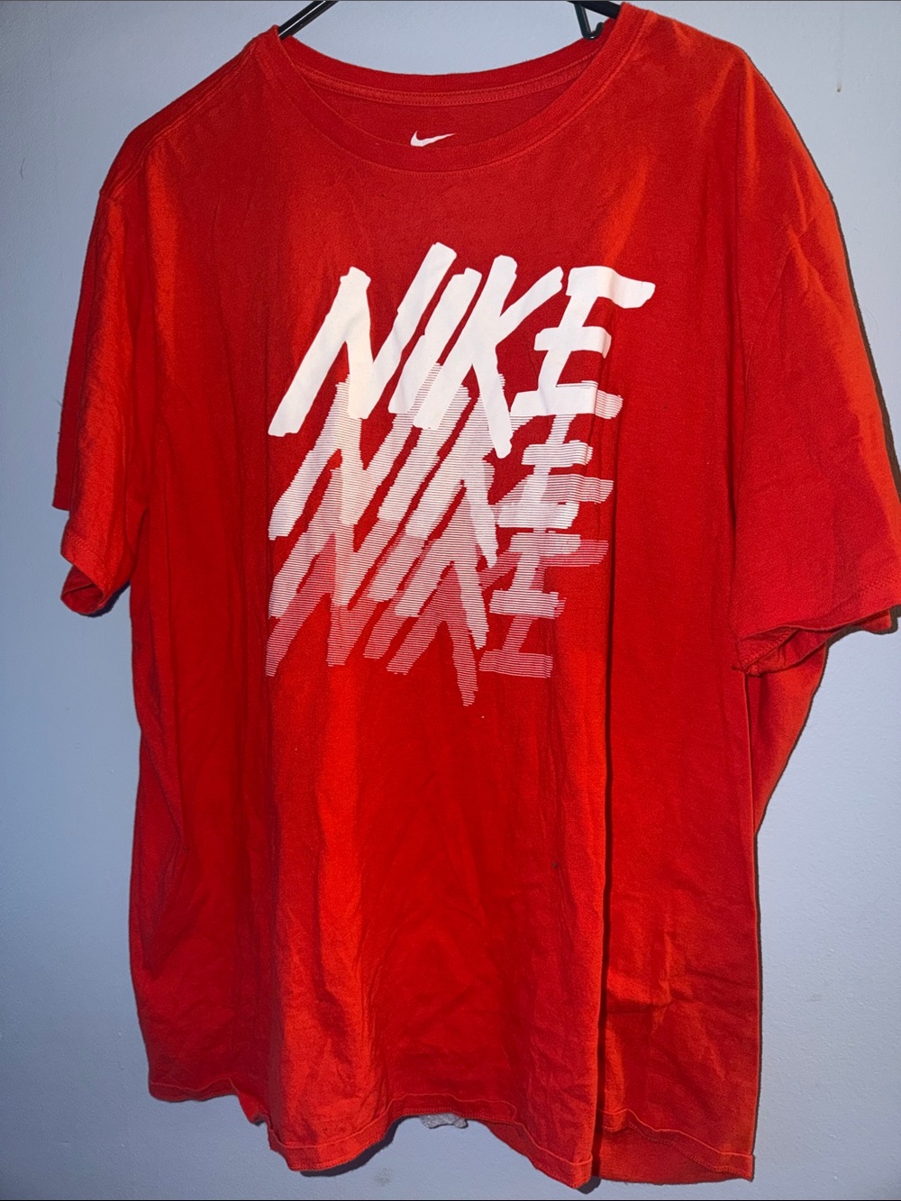 XXL MENS Nike Red Short Sleeve Tee with White Repeat Logo